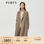 PORTS 寶姿秋冬新品優(yōu)雅長袖中長大衣ALM9C024NZF078 駝色 S (4)