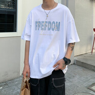 森馬五分袖帥氣男生短袖t恤潮牌寬松百搭ins港風(fēng) Fre M