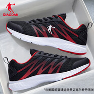 喬丹男鞋夏季新款運(yùn)動(dòng)鞋網(wǎng)面軟底跑步鞋減震休閑鞋子男通勤透氣跑鞋 黑色/極光紅 40
