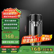 雷德夫（LEIDFOR）G21 雙層玻璃杯男士隔熱水杯茶水分離杯子保溫茶杯曜石黑色 370ml