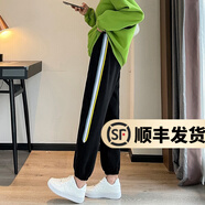 幻黛 休閑褲女春季新款寬松運(yùn)動(dòng)長(zhǎng)褲束腳哈倫褲韓版 黑色-DR269 L