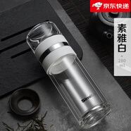 施密特（simita）【新品】Simita茶水分離泡茶杯雙層玻璃杯男士透明水杯子可定制LO 白色