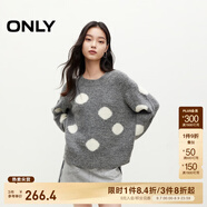 ONLY秋冬甜美百搭休閑波點(diǎn)圓領(lǐng)含羊毛針織衫女|124313032 G12 中花灰色 S (160) 80A