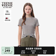 Teenie Weenie小熊T恤女2025春夏新款甜酷潮流活力捏褶圓領(lǐng)短袖T恤打底衫上衣 中灰色 S