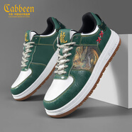 卡賓男鞋龍年紅色本命年鞋子國潮風(fēng)印花板鞋舒適休閑鞋2024新款 綠色 38 比運動(dòng)鞋偏大一碼