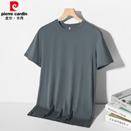 皮爾卡丹（pierre cardin）2025冰絲短袖T恤夏季冰爽絲滑男衣服韓版寬松薄款半袖男裝體恤 J27-冰絲-深灰 XL