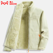 貓人（MiiOW）搖粒絨外套女男情侶抓絨衣加絨冬加厚羊羔絨雙面穿衛(wèi)衣保暖珊瑚絨 ZZ22028薄荷黃-女 XL