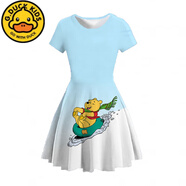 G.DUCKKIDS新品上新3D數(shù)碼印花動(dòng)漫迪士-尼小熊維尼女裝連衣裙 來圖定制 100 cm