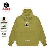 AAPEAape旗艦男裝猿人軍團徽章字母印花厚絨連帽衛衣B378XBN GR2/黃綠色 L