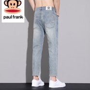 大嘴猴（paul frank）美式高街破洞休閑牛仔褲2025年夏季薄款寬松直筒潮牌通勤九分褲子 復(fù)古蘭色 29 【建議110-120斤】