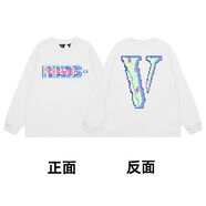 VLONE重磅350G純棉美式潮牌大VLON秋冬男女寬松高街小眾潮流情侶長(cháng)袖T 白色【像素大V】 M