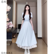 戀的連衣裙夏季法式2025新款學生少女小個子長裙女生衣服潮流夏天裙子 藍色 均碼 (可備注碼數(shù))