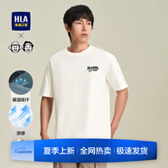 HLA海瀾之家短袖T恤男明星同款涼感吸濕排汗夏裝打底上衣男士半袖t恤 米白花紋N4 M 170/88A