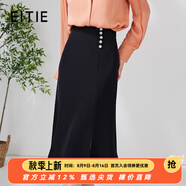 愛(ài)特愛(ài)（EITIE）高腰魚(yú)尾過(guò)膝半身裙顯瘦OL通勤時(shí)尚春季新款A(yù)2306101 固黑22 M