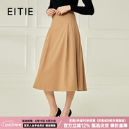愛(ài)特愛(ài)（EITIE）春季新款復古純色高腰顯瘦氣質(zhì)褶皺中長(cháng)款半身裙A字裙A2206905 咖80 M 40/165/68A