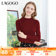 lagogo多巴胺多色修身軟糯針織衫女拉谷谷2024冬新款半高領(lǐng)打底衫 酒紅色(H3) M 160/38
