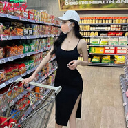 唐思薇后媽裙小胸顯大女夏季新款氣質(zhì)顯瘦收腰性感包臀吊帶連衣裙女戰袍 黑色【長(cháng)裙】 S 【建議80-95斤】