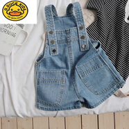 G.duck童裝男女童牛仔背帶短褲2023年春夏季新款中小童洋氣水洗棉休閑褲 藍色短褲 120 cm