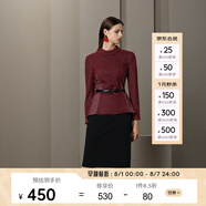 PORTS寶姿 秋冬新品女裝簡約半高領(lǐng)針織上衣LA9N025GCF005 酒莊紫格子 XS (2)