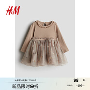 H&M童裝女嬰連衣裙夏季洋氣薄紗裙擺公主裙1258709 深米色/蝴蝶結(jié) 73 73cm 73/48 (6-9M)