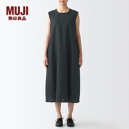 無印良品 MUJI 女式 亞麻水洗 無袖連衣裙 BCL48C2S 黑色 XS-S
