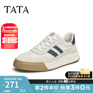 他她（TATA）男士阿甘男鞋復(fù)古德訓(xùn)鞋男運(yùn)動(dòng)休閑鞋厚底板鞋小白鞋PCB01AM3 QDR01AM4米/灰/藍(lán) 38