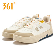 361°運動(dòng)板鞋男2025夏季新款薄款防水透氣休閑鞋子防滑耐磨板鞋男6619 羽毛白/淺木色 42