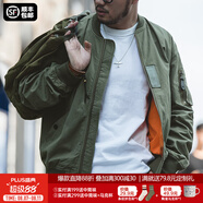 馬登工裝美式空中MA1飛行員夾克軍事風(fēng)短款外套復(fù)古棒球服男潮秋上衣 綠色 3XL