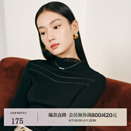 迪賽尼斯（DESIGNICE）【100%羊毛】迪賽尼斯秋冬新款內搭打底衫女羊毛衫長(cháng)袖毛衣 黑色 M