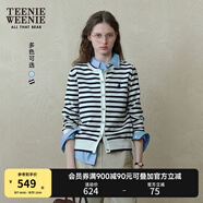 Teenie Weenie小熊針織開衫女2025年春季新款簡約大方舒適圓領針織毛衣女空調(diào)衫 撞色 S