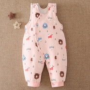 小憨鹿嬰兒加厚棉褲手工花背帶男女童秋冬保暖newborn 粉小雞(斜襟款) 100 年齡2-3歲