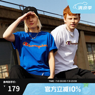 Champion夏季新款A(yù)CTION STYLE草寫LOGO運(yùn)動(dòng)T恤無(wú)性別冠軍短袖男女情侶 白色 M