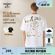 BOY LONDON【范丞丞同款】夏季短袖情侶小熊涂鴉滿印潮牌T恤N01019 白色 XL 此款偏大，建議拍小一碼