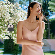 金三塔真絲睡衣女100%桑蠶絲性感居家可外穿真絲吊帶裙睡裙絲綢睡衣禮物 十樣錦粉（帶胸墊）19姆米重磅 2XL
