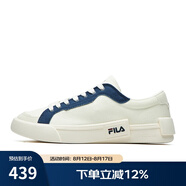 FILA FUSION斐樂男鞋POP帆布鞋潮牌男子潮流板鞋街拍運動休閑鞋男 奶白/徽章藍-GB 43