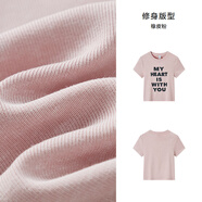森馬森馬短袖T恤女短款修身蠟染復(fù)古潮流夏季經(jīng)典時(shí)尚字母上衣小個(gè)子 橡皮粉61201 S 155_80A_