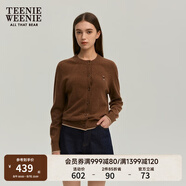 Teenie Weenie小熊女裝簡(jiǎn)約針織衫女秋冬針織開(kāi)衫罩衫短外套上衣 棕色 S (160)