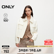 ONLY秋冬100%綿羊毛純色短款毛領(lǐng)毛呢大衣女|12434T004 A43 奶油白色 M (165) 84A