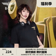 BOY LONDON【破棘之翼】BOYLONDON潮牌夏季短袖男女同款翅膀刺繡T恤N01025 黑色 XS