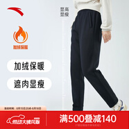安踏（ANTA）衛褲運動(dòng)褲女加絨保暖小腳褲休閑長(cháng)褲寬松直筒褲女 【平口-加絨】基礎黑7304-1 2XL 180