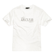 AKSERIESAK男裝春季新款復(fù)古棉質(zhì)做舊logo印花圓領(lǐng)T恤男 米白 3XL