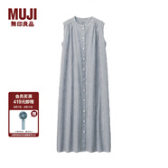 無印良品 MUJI 女式 新疆棉強(qiáng)捻 無袖連衣裙 BCL12A0S 深灰色X條紋 S