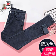 AEMAPE2025春秋季新款高腰彈力牛仔褲女顯瘦緊身ins小腳鉛筆褲女 LO8-藍(lán)灰彈力長褲 26 _86-95斤