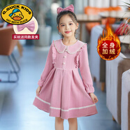 G.duck公主裙女童禮服2025秋裝新款洋氣兒童春秋連衣裙童裝大童秋款裙子 811粉色【加絨】同款發(fā)夾 140 cm
