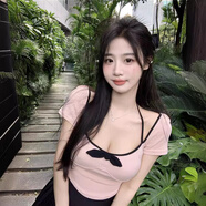 妙奕嘉粉色短袖t恤女夏季新款2025女士t恤衫女款上衣顯瘦遮肚子修身甜美 粉紅色純欲蝴蝶結(jié)性感緊身短袖 L 【建議100-115斤】