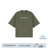 BODYDREAM索羅娜涼感短袖男夏季重磅破洞情侶裝t恤五分袖休閑上衣 軍綠色 （破洞版） L