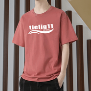 茵寶冰爽棉潮牌男生短袖夏季寬松休閑運(yùn)動(dòng)圓領(lǐng)體恤休閑重磅上衣 磚紅色磚紅色 磚紅色磚紅色 M 170/92A100-120斤