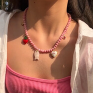 日韓小眾甜酷辣妹風(fēng)ins彩色串珠愛(ài)心鋯石吊墜項鏈水晶小魚(yú)鎖骨鏈