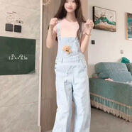 PMOG多巴胺學(xué)院背帶褲女2025新款直筒寬松夏季褲子長(zhǎng)褲顯瘦休閑褲女  背帶褲藍(lán)色 S