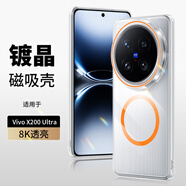 STRYFER適用VIVOX200Ultra手機(jī)殼vivox200ultra磁吸全包保護(hù)套防摔超薄裸機(jī)感高級(jí)感硬殼【橙圈+透明】